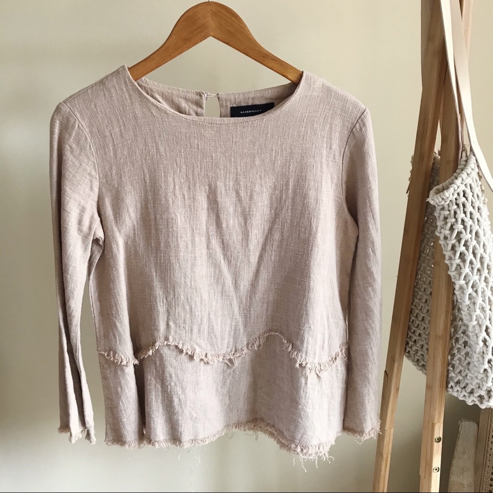 Runway Scout Jaggar Linen Fringe Top in Beige - 6 - Picture 2 of 4